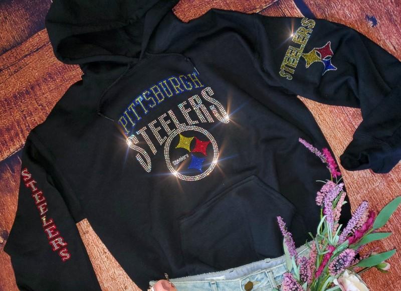 Pittsburgh Steelers Bling Unisex Hoodie Zip Up or Crewneck Sweatshirt S thru 3x