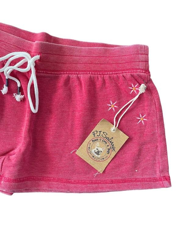 PJ SALVAGE XS Light Red Embroidered Distressed Sleep Lounge Shorts #PQ6
