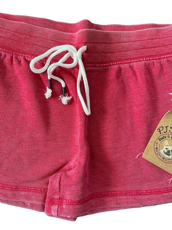 PJ SALVAGE XS Light Red Embroidered Distressed Sleep Lounge Shorts #PQ6