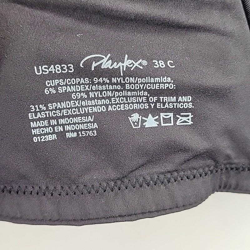 Playtex Bra 38C Black Dreamwire Ultra Soft No Poke 4833 New With Tags