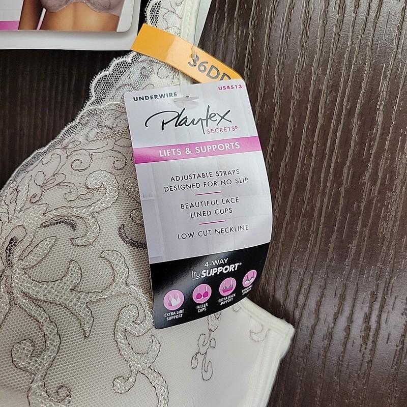 Playtex Secrets Bra 36DD Off White Underwire Padded US4513 New With Tags