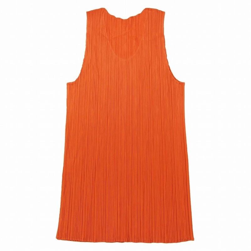 Pleats Please Issey Miyake 90s Sleeveless Top Orange F Japan