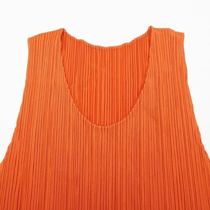 Pleats Please Issey Miyake 90s Sleeveless Top Orange F Japan