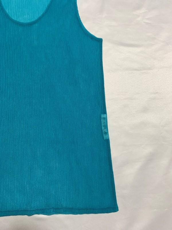 Pleats Please Issey Miyake Blue Sleeveless Tank Top Used Japan