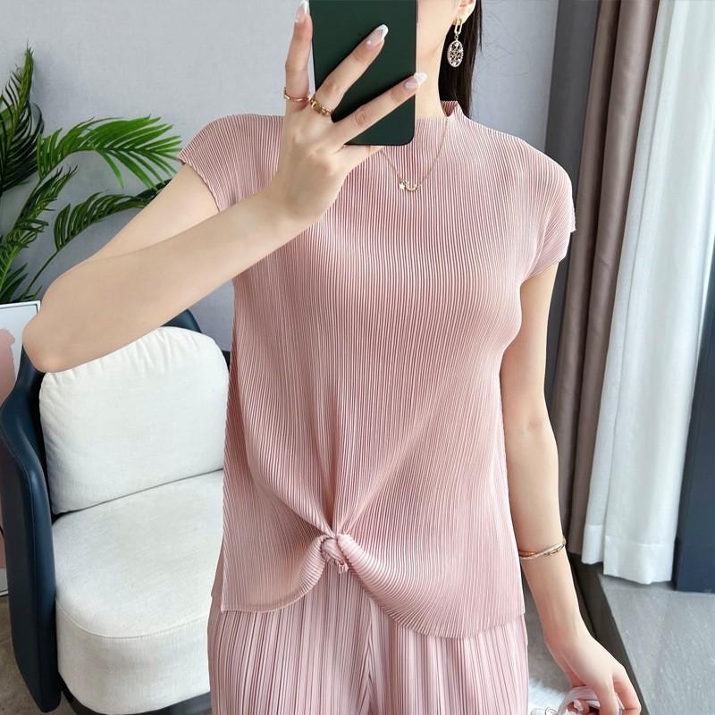 Pleats Please Issey Style Pleated Short SleeveTop Pleated Top Multiple Color