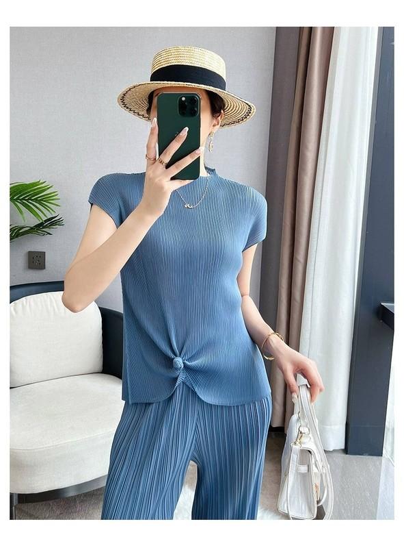 Pleats Please Issey Style Pleated Short SleeveTop Pleated Top Multiple Color