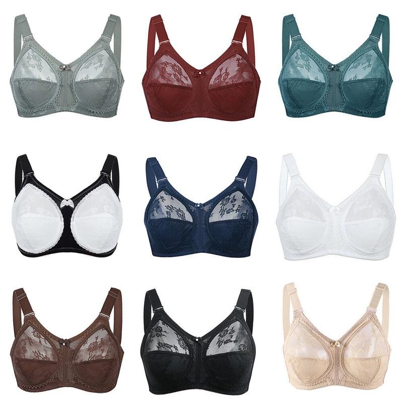 Plus Size Non Wired Lace Non Padded Full Coverage Bra Minimizer Cups Firm Hold