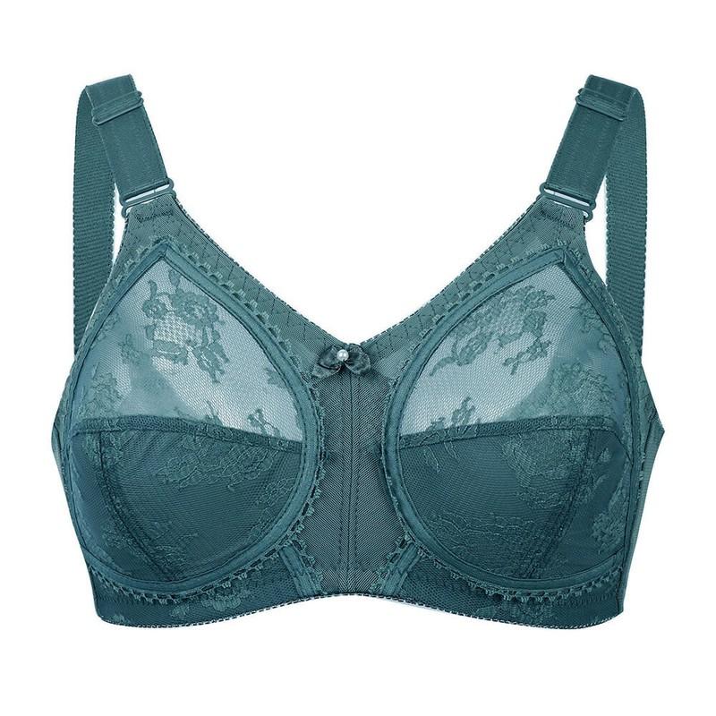Plus Size Non Wired Lace Non Padded Full Coverage Bra Minimizer Cups Firm Hold