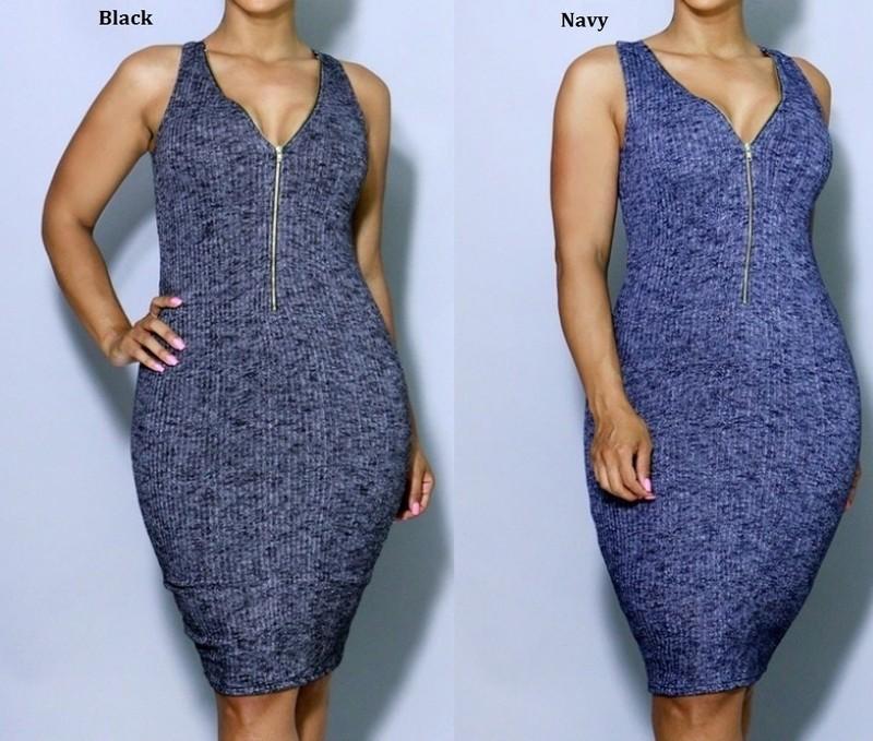PLUS SIZE SWEATER SLEEVELESS ZIPPER KNIT BODYCON DRESS XL 2XL 3XL