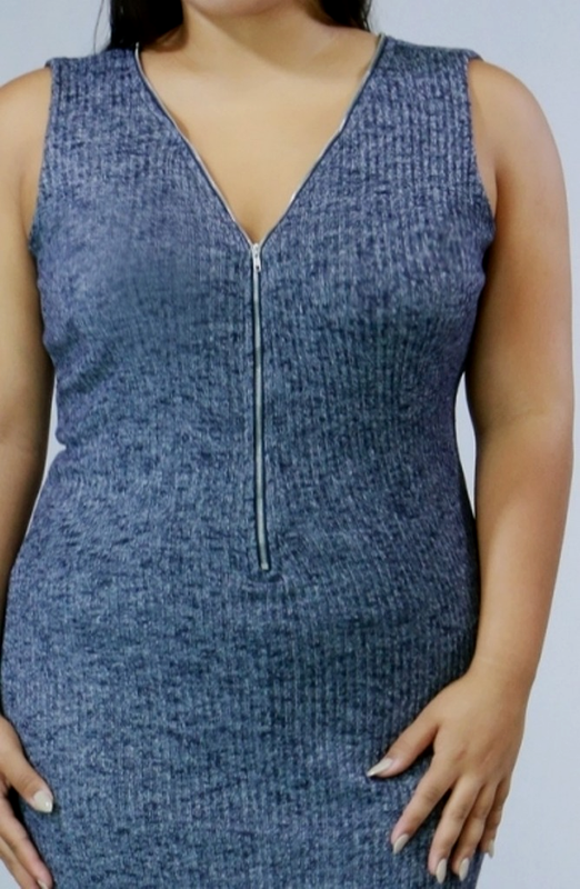 PLUS SIZE SWEATER SLEEVELESS ZIPPER KNIT BODYCON DRESS XL 2XL 3XL