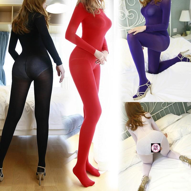 Plus Size Women Men 200D Velvet BodyStocking Unitard Bodysuit Anti-Hook Catsuit