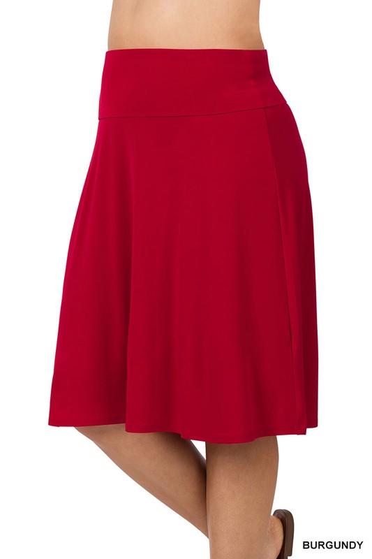 Plus Size Women's Fold Over A-Line Flared Skirt 1X 2X 3X