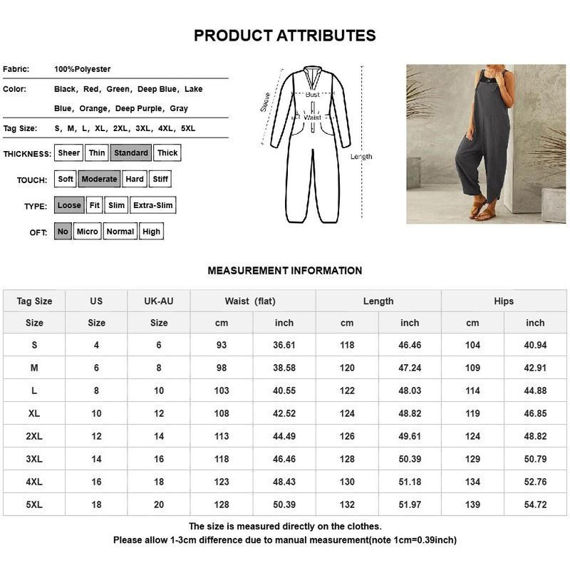 Plus Size Women Sleeveless Jumpsuits Romper Pants Suspenders Dungarees Playsuits