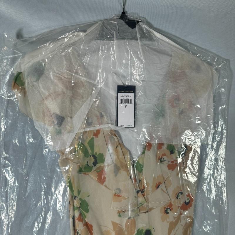 Polo Ralph Lauren 100% Silk Floral Print Dress Size 2 $398