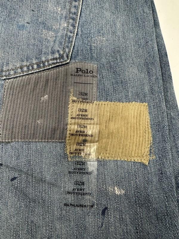 Polo Ralph Lauren Avery Boyfriend Jeans Womens Sz 32 Distressed Patch Splatter
