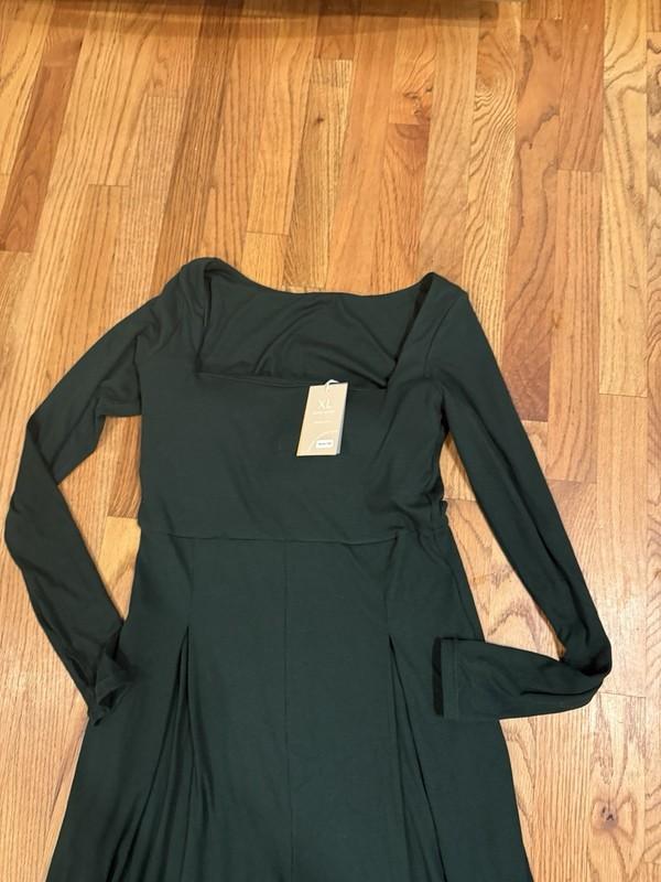 POPFLEX- Go With The Flow Long Sleeve Jumpsuit - Pine Green- XL Extra Tall