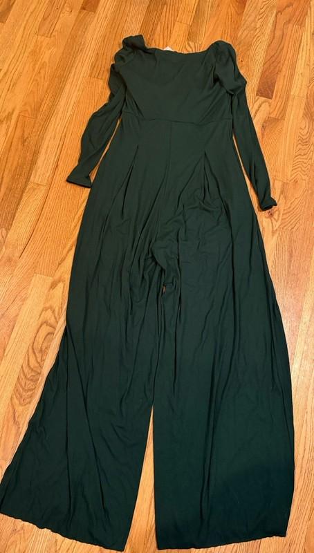 POPFLEX- Go With The Flow Long Sleeve Jumpsuit - Pine Green- XL Extra Tall