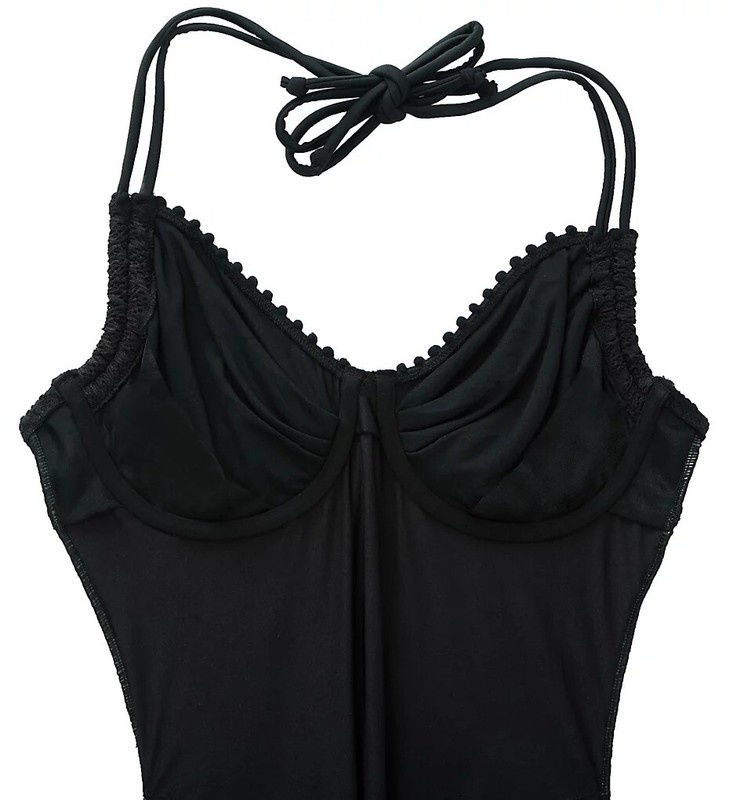 Pour Moi BLACK Castaway Halter Underwire One Piece Swimsuit US 36F UK 36E