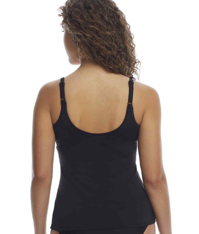 Pour Moi BLACK Space Ruffle Underwire Tankini Swim Top US 34DDD/F UK 34E