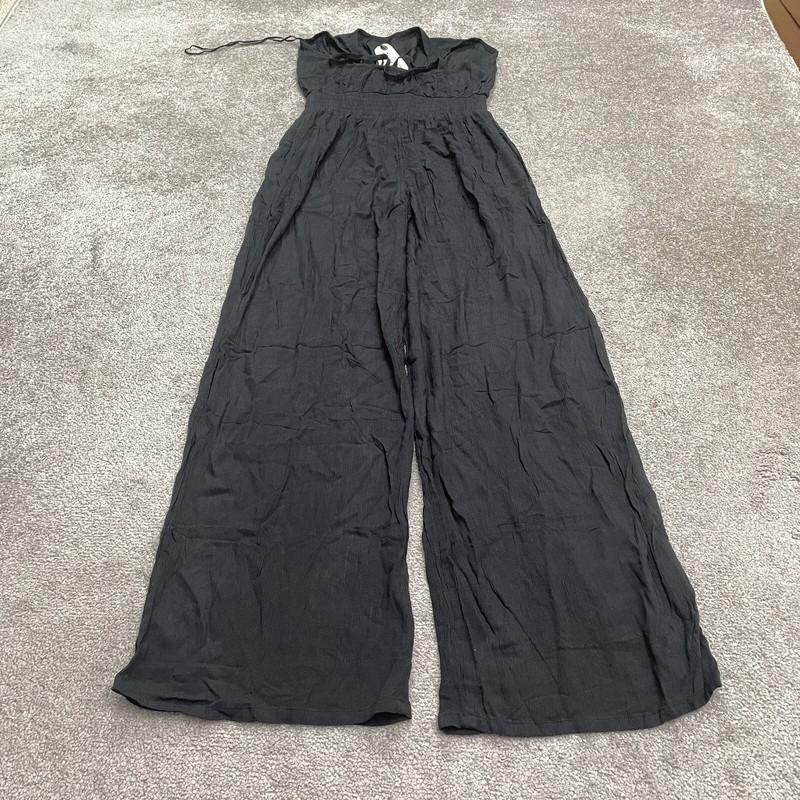 Prana Fernie Wide-Leg Jumpsuit Womens Sz S Black Smocked Pockets Boho NWT New