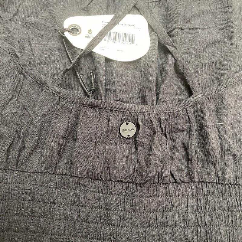 Prana Fernie Wide-Leg Jumpsuit Womens Sz S Black Smocked Pockets Boho NWT New
