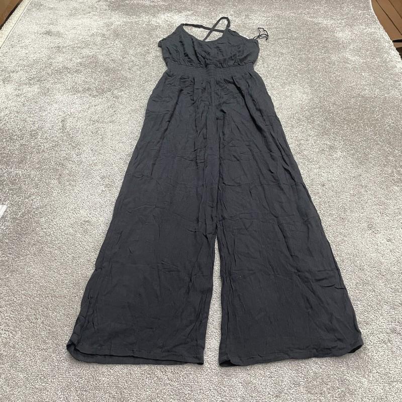 Prana Fernie Wide-Leg Jumpsuit Womens Sz S Black Smocked Pockets Boho NWT New