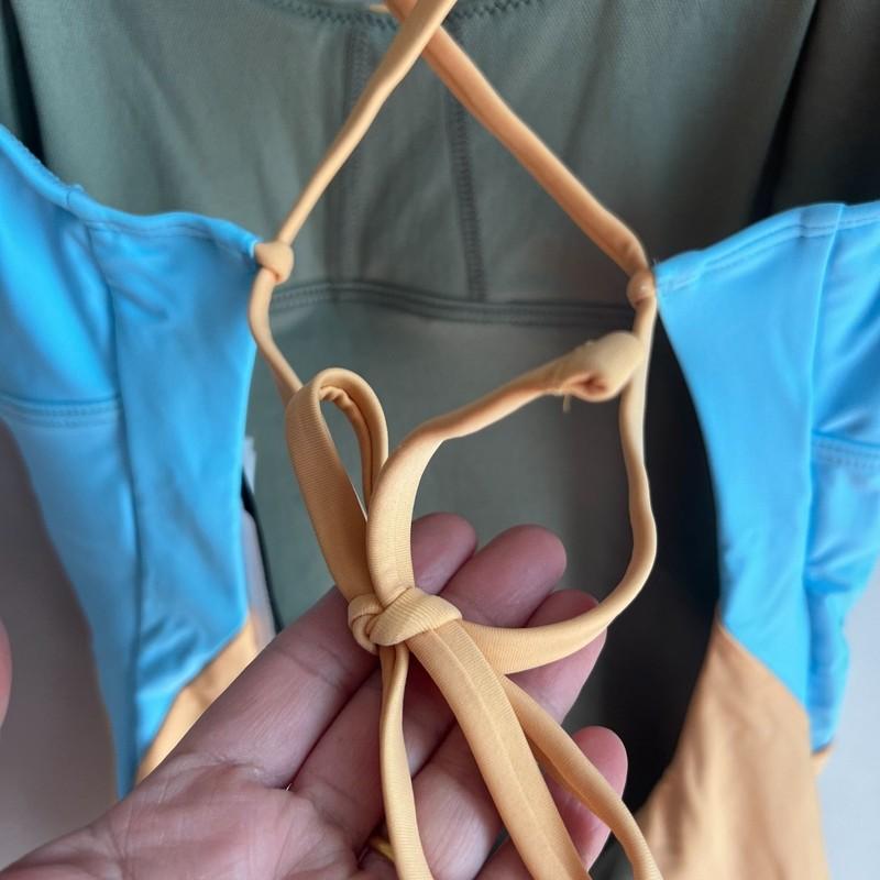PrAna TULUM Womens One-Piece Swimsuit MEDIUM In Sweet Agave Color Block