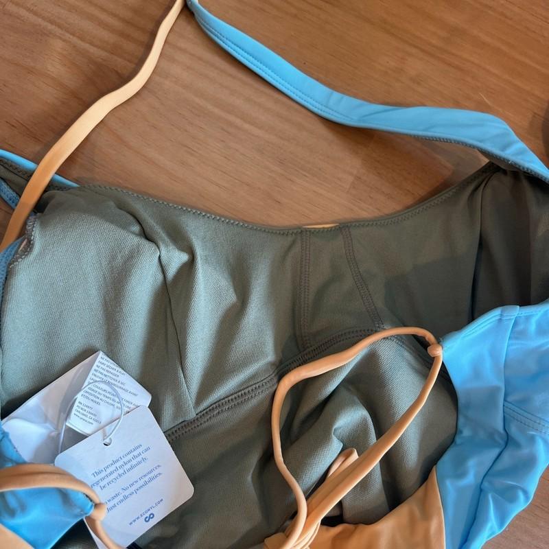 PrAna TULUM Womens One-Piece Swimsuit MEDIUM In Sweet Agave Color Block