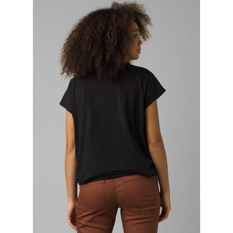 PRANA Women's Ocupas Popover Top Small Black Pintuck Short Sleeve NWT