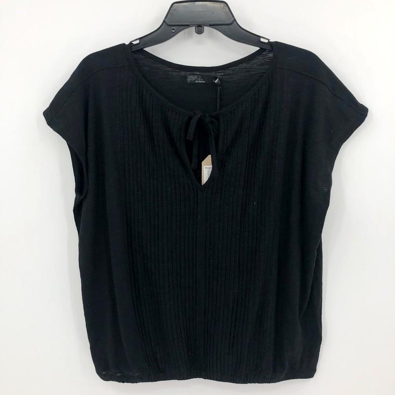PRANA Women's Ocupas Popover Top Small Black Pintuck Short Sleeve NWT