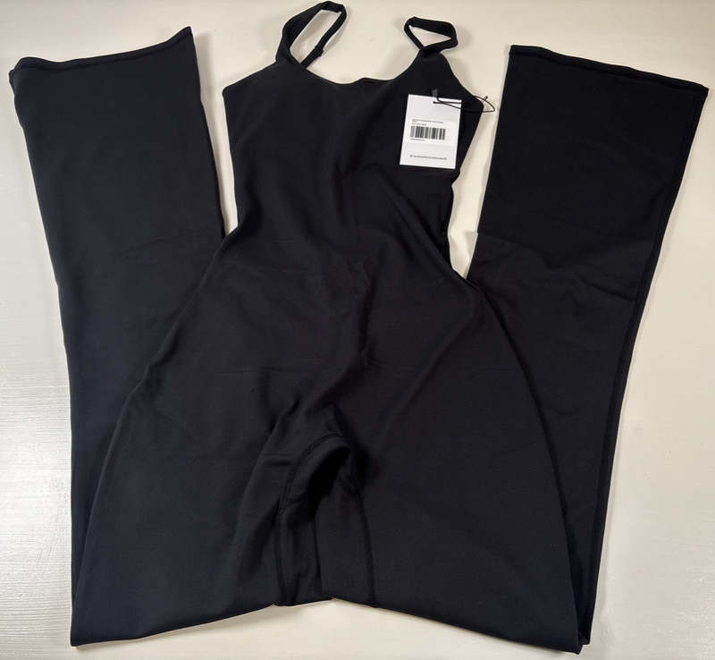 Princess Polly Full Time Flare Backless Active Pant Romper Black Size 2