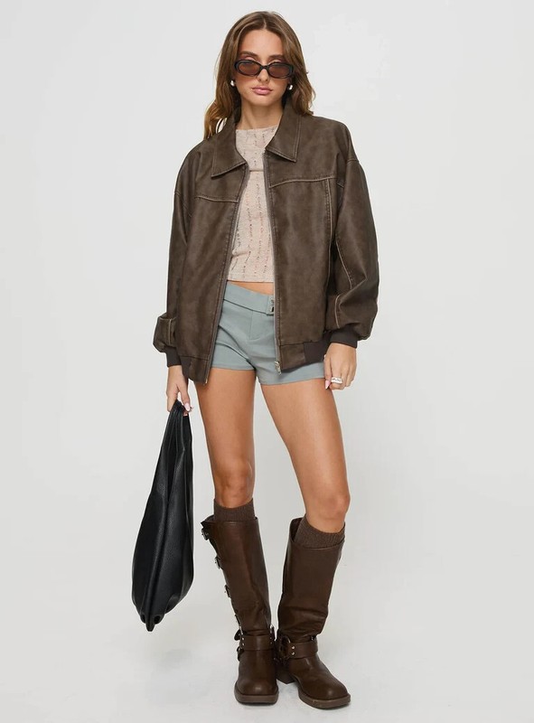 Princess Polly Goldsmith Faux Leather Bomber Jacket - CHOOSE COLOR - BRAND NEW