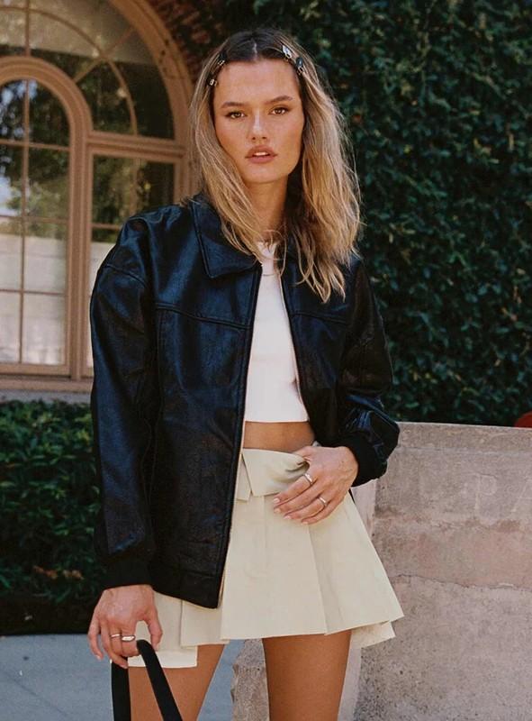 Princess Polly Goldsmith Faux Leather Bomber Jacket - CHOOSE COLOR - BRAND NEW