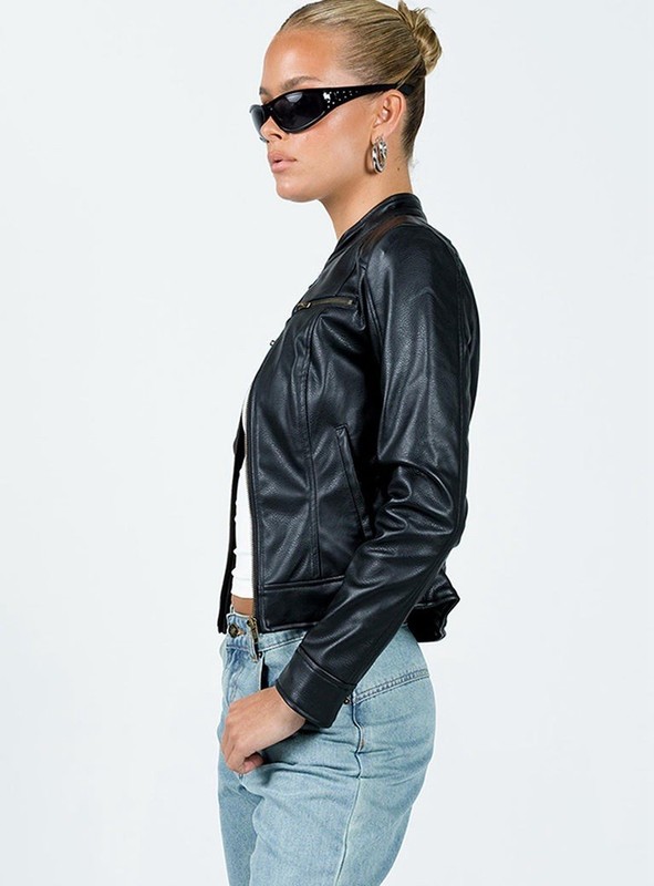 PRINCESS POLLY POTTSVILLE FAUX LEATHER MOTO JACKET BLACK - Women’s Size 0