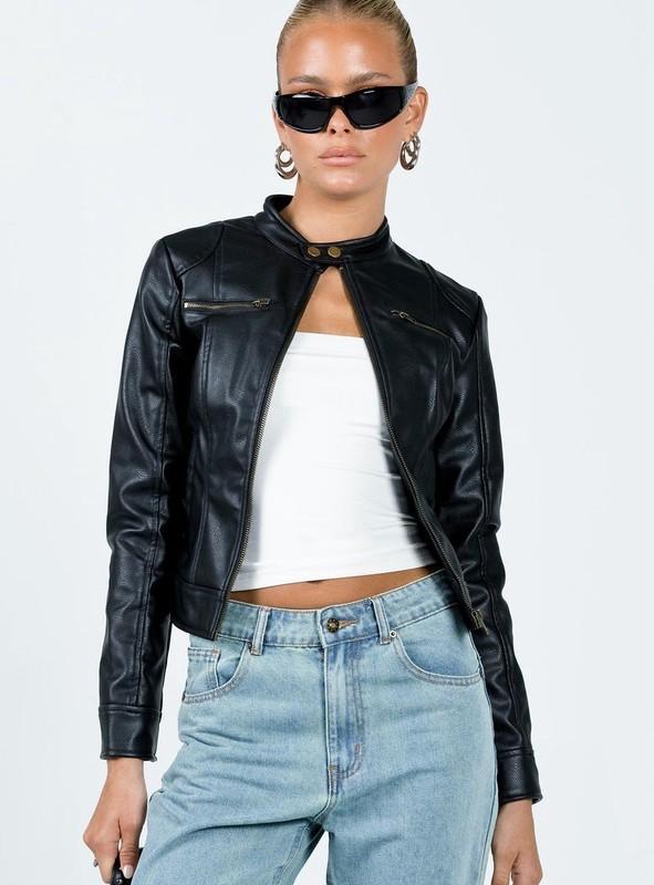 PRINCESS POLLY POTTSVILLE FAUX LEATHER MOTO JACKET BLACK - Women’s Size 0
