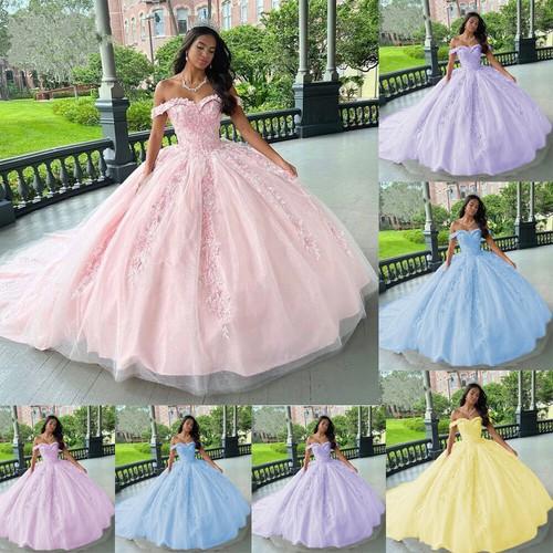Princess Quinceanera Dresses Off Shoulder Lace Applique Ball Gown Sweet 16 Dress
