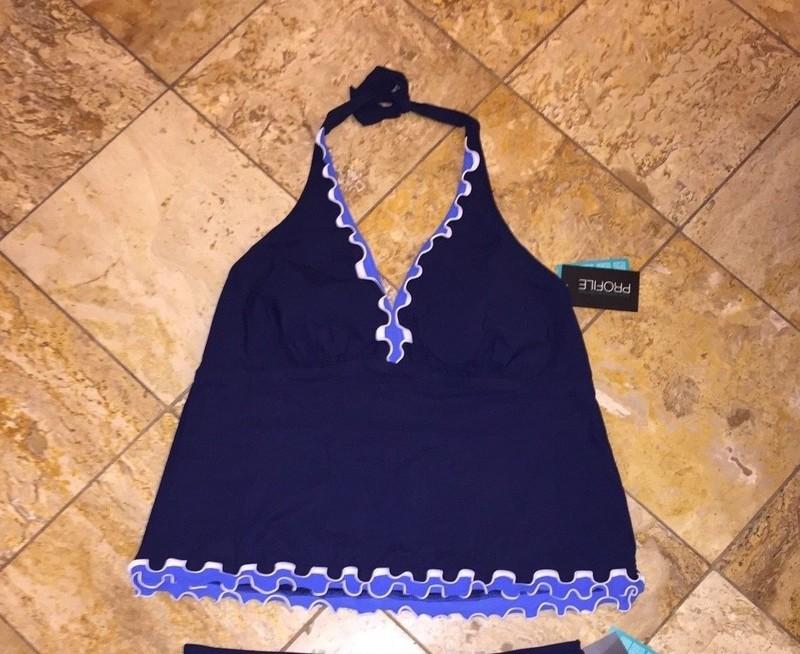 Profile by Gottex Navy Swimsuit Tankini Top Plus Size Women's Nwt