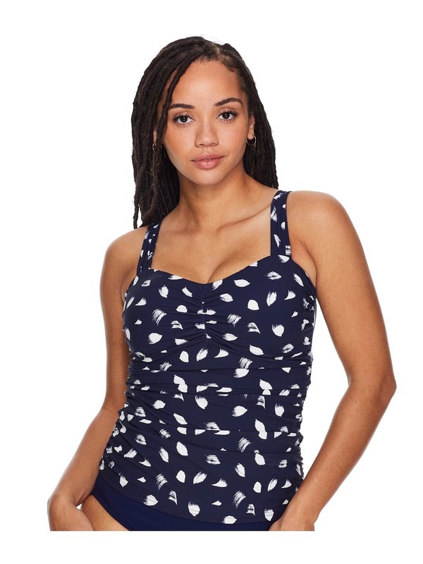 Profile By Gottex NAVY/WHITE Light As A Feather Tankini Swim Top US 36F UK 14F