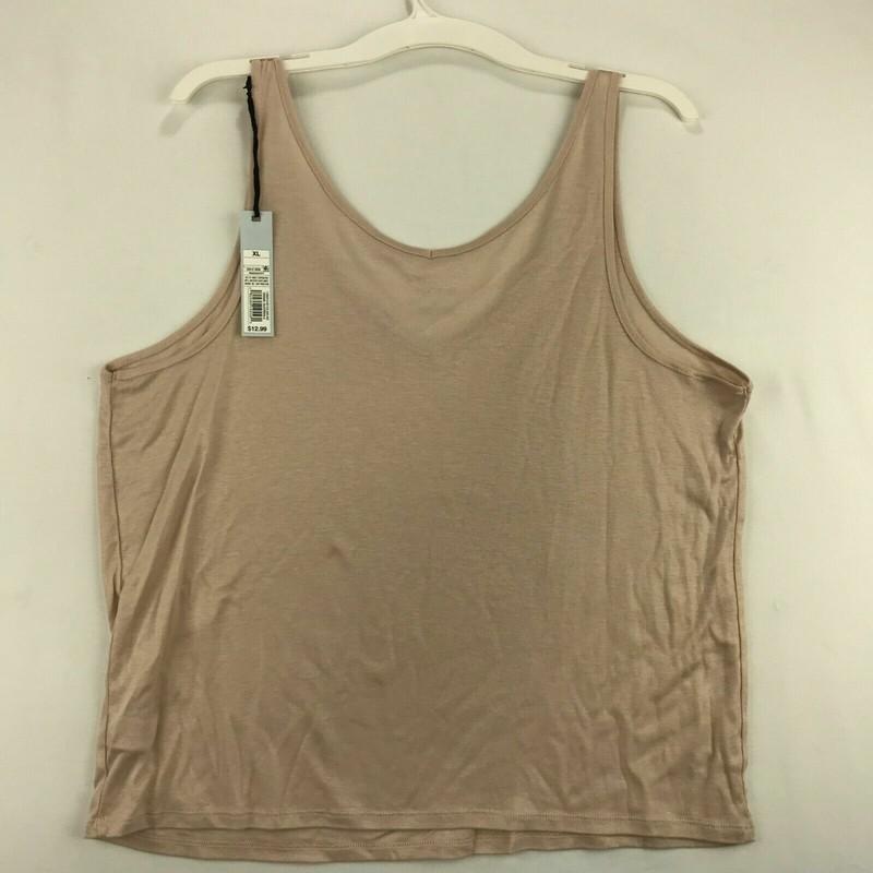Prologue Womens Size XL Tank Top Beige V-Neck 100% Lyocell Rib Knit