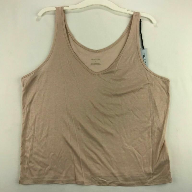 Prologue Womens Size XL Tank Top Beige V-Neck 100% Lyocell Rib Knit