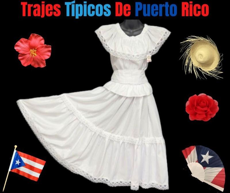 Puerto Rico Boricua Bomba Y Plena Colombian Cumbia Traje Tipico 3 PC Set