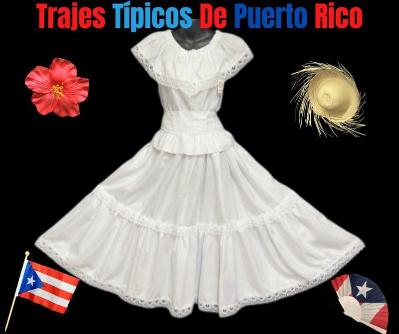 Puerto Rico Boricua Bomba y Plena Colombian Cumbia Traje Tipico 3 PC Set
