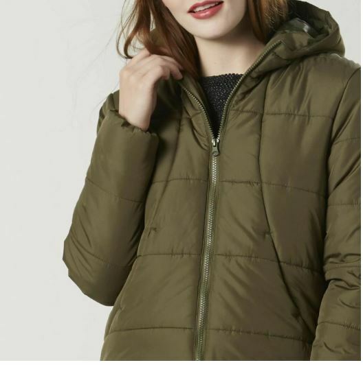 Puffer Jacket Me Jane Women's Juniors Hooded Olive Night Green Color Size LARGE