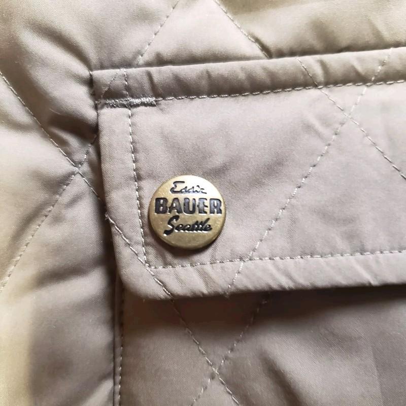 Puffer Vest Womens Large Taupe Quilted Goose Down Packable Outdoor EDDIE BAUER