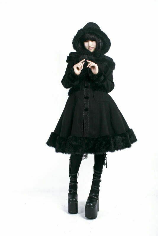 Punk Rave Gothic Lolita Girls Women Woolen Coats Sweet Long Jacket Casual Cloak