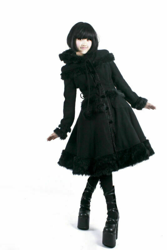 Punk Rave Gothic Lolita Girls Women Woolen Coats Sweet Long Jacket Casual Cloak