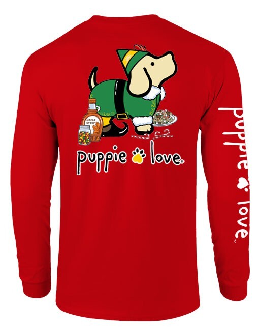 Puppie Love - Christmas ELF Pup - ADULT LS T-Shirt - NEW