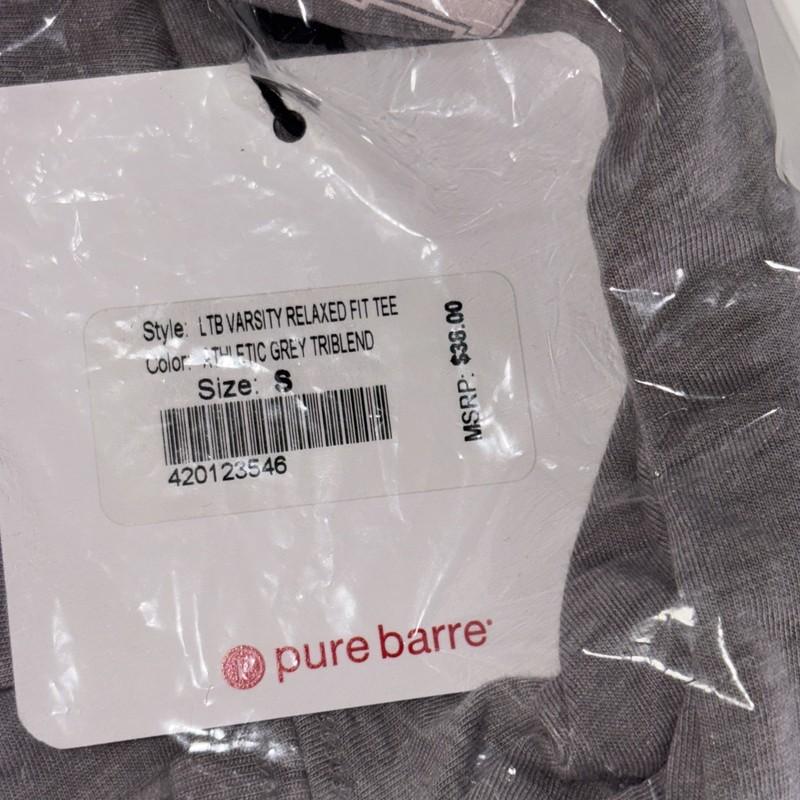 Pure Barre Varsity Relaxed Fit Tee Color: Athletic Grey Triblend Size: S NEW