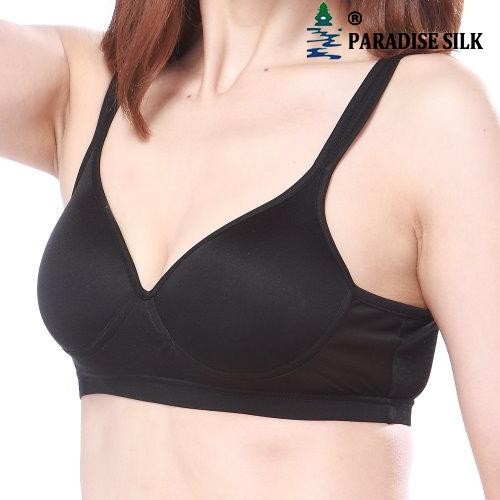 Pure Silk Knitted Sports Bra Sponge Padded Wire Free W Buckle