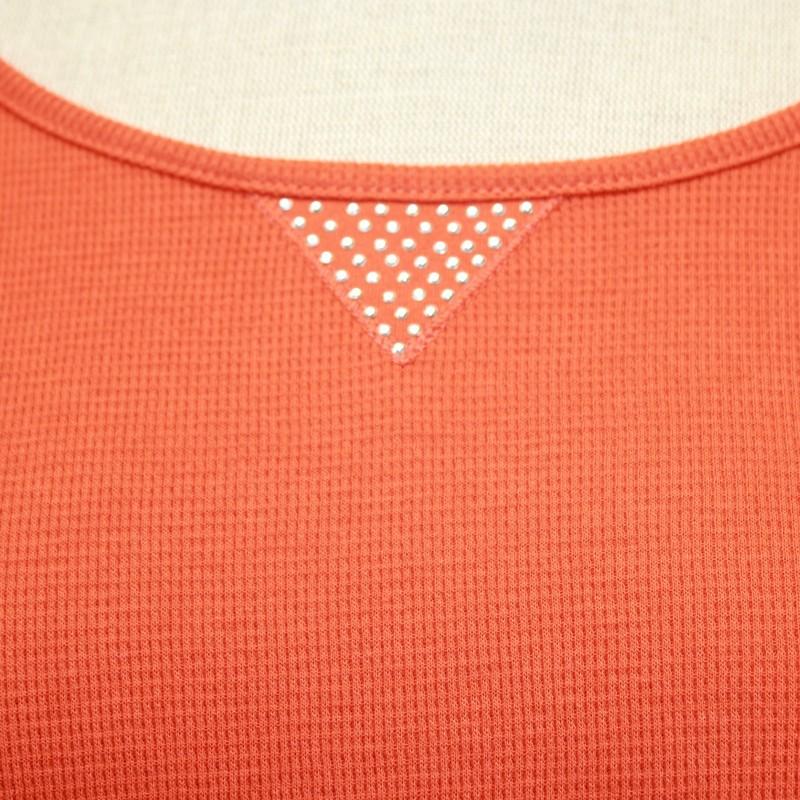 Quacker Factory Plus Thermal Boat Neck Studs Detail Top Tunic Tee Slits 2X